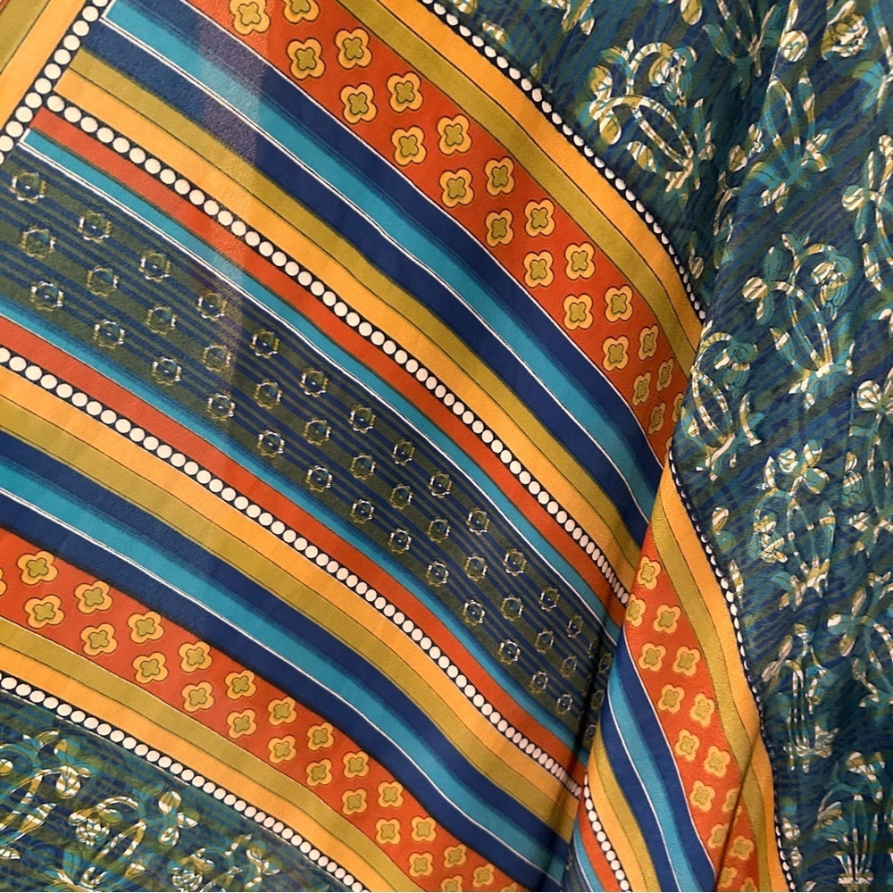 Vintage Multi Layer Patterns Silk Wrap Shirt - image 4